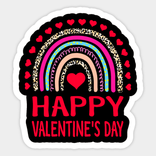 Happy Valentines Day Leopard Rainbow for Girls Kids Womens Sticker